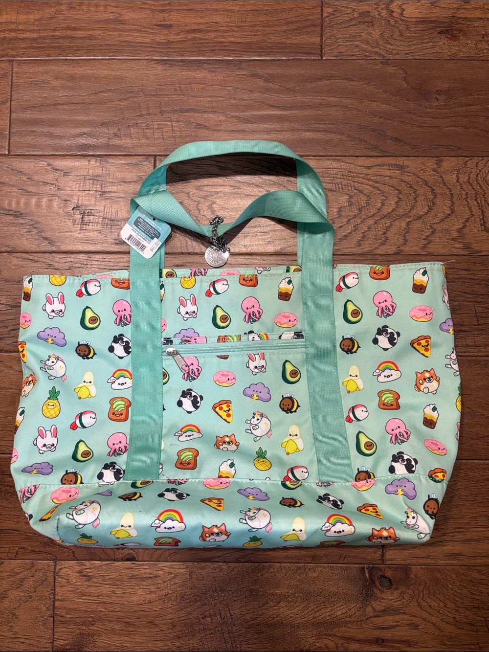 Squishable Cute Mint Tote Bag with Cartoon Pattern